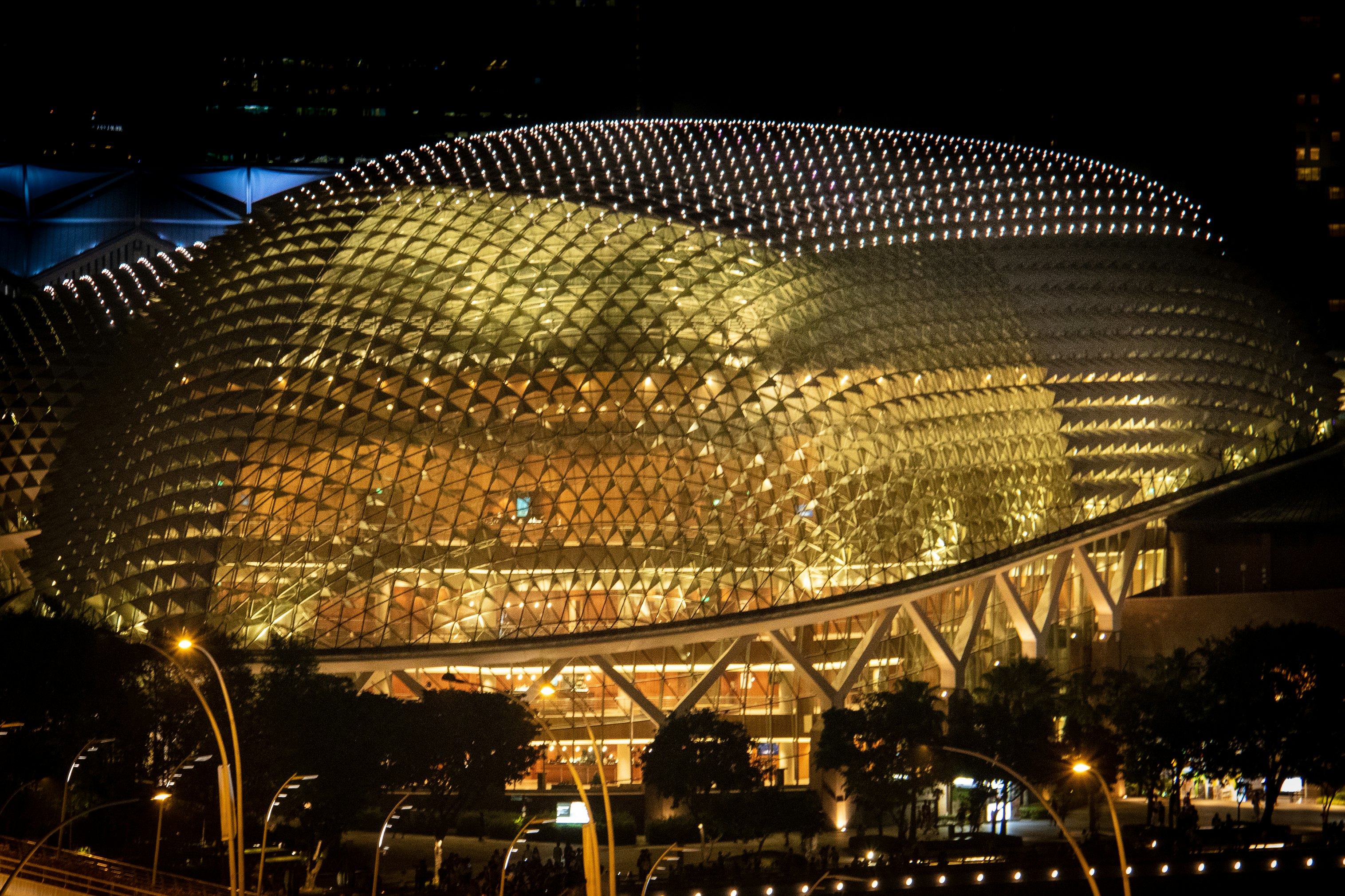 people walking near glass building during night time